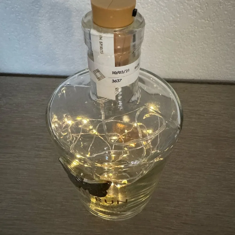 Blue Run Kentucky Bourbon Whiskey Butterfly Fairy Lights Bottle Lamp Lantern